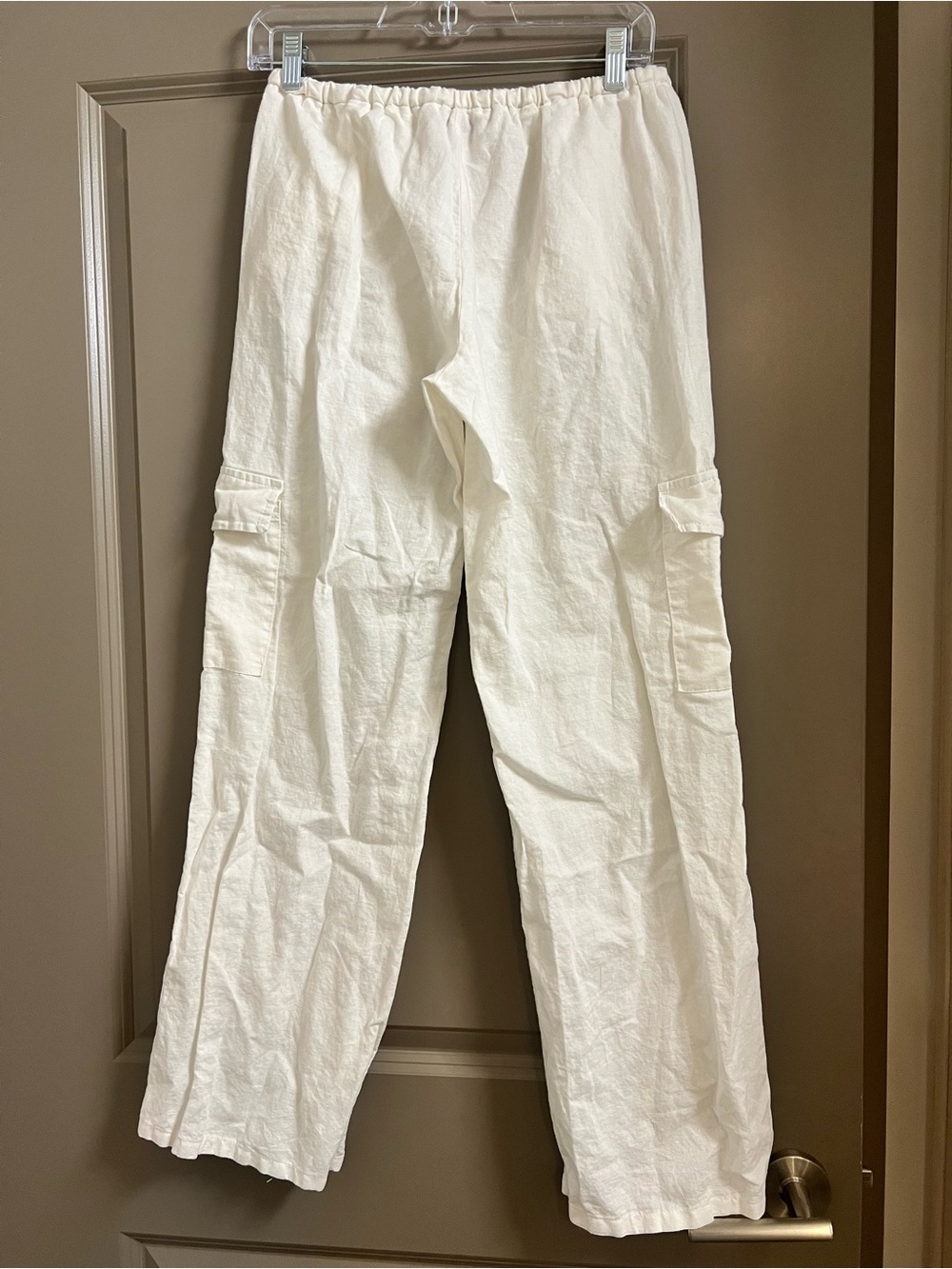 Edikted Lyric Linen Look Cargo Pants Small White - Picture 4 of 6